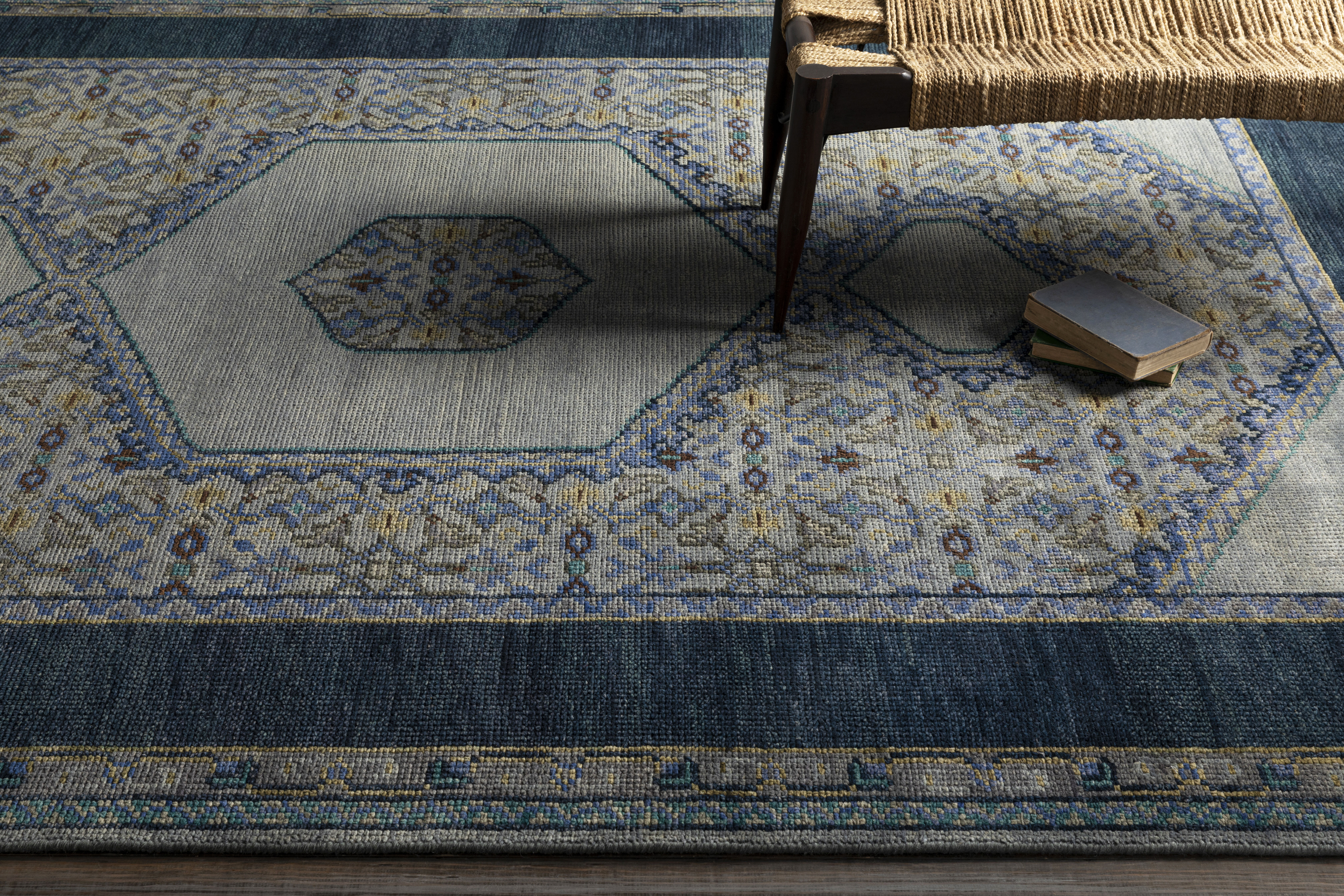 Loren 102 X 66 inch Blue Rug, Rectangle