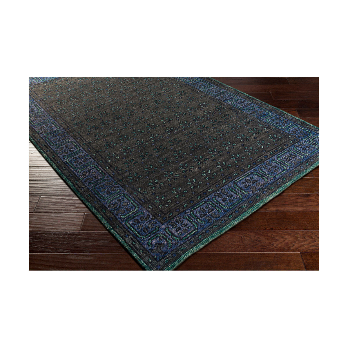 Loren 102 X 66 inch Black/Ink/Dark Blue/Dark Green Rugs, Wool