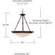 Booker 3 Light 20 inch Burnished Bronze Pendant Ceiling Light, Convertible Dual Mount