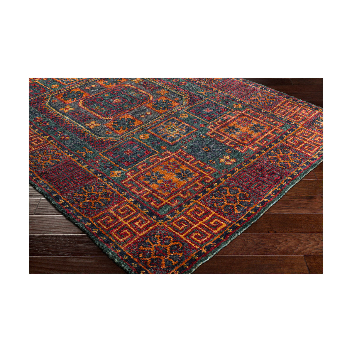 Dolores 36 X 24 inch Dark Green/Dark Red/Saffron/Burnt Orange/Navy Rugs, Rectangle