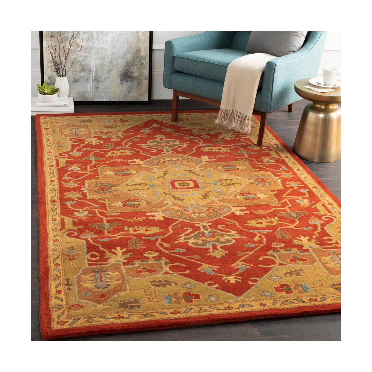 Edda 48 inch Rust/Tan/Camel/Medium Gray Rugs, Wool