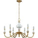 Wyndam 6 Light 30 inch Antique Gold Leaf with White Chandelier Ceiling Light