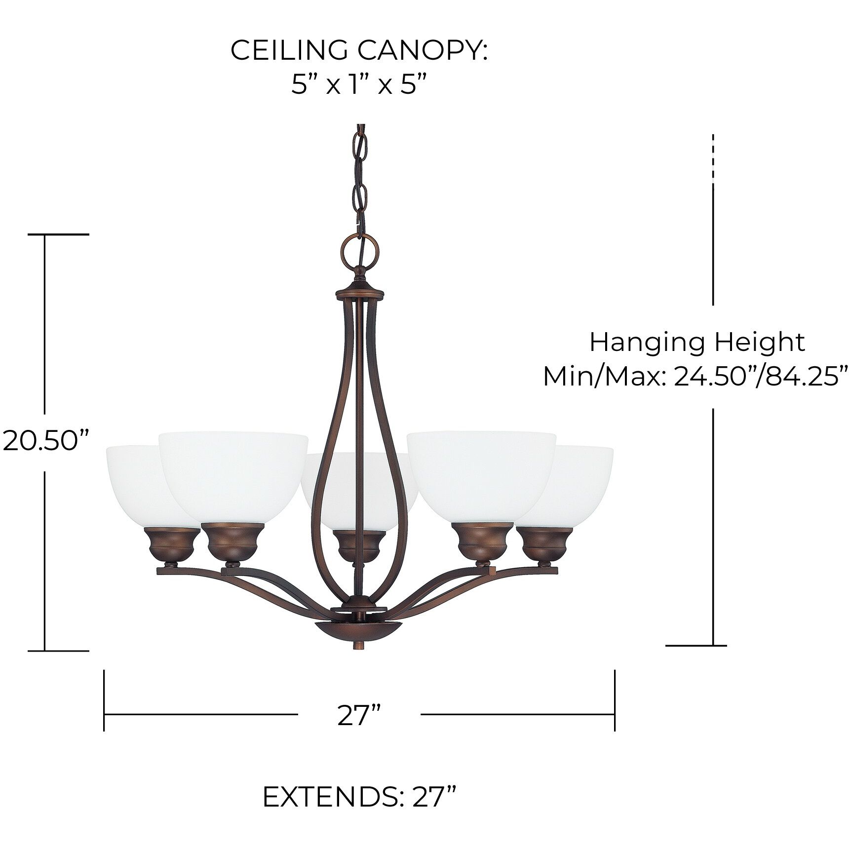 Esme 5 Light 27 inch Burnished Bronze Chandelier Ceiling Light
