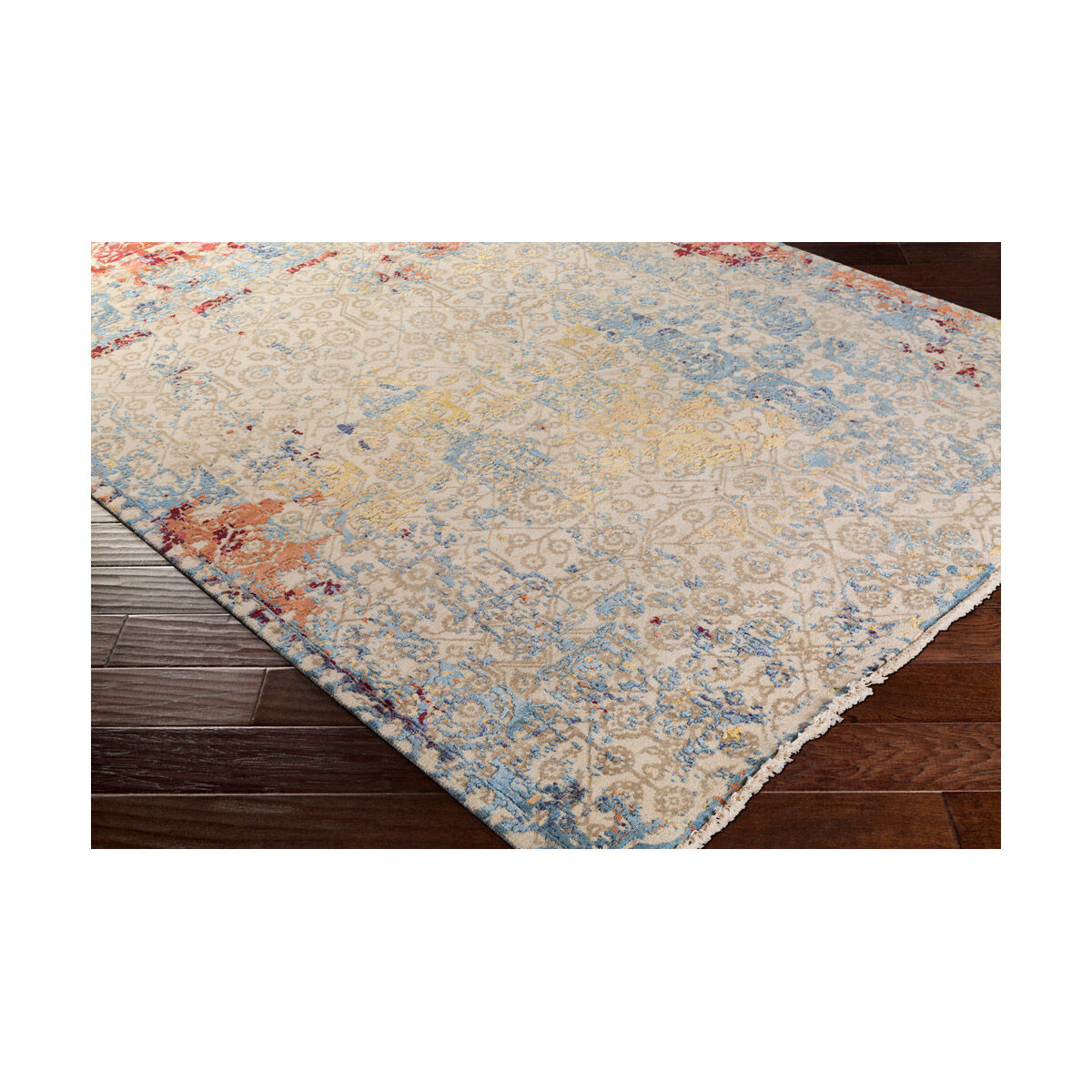 Furio 36 X 24 inch Aqua/Navy/Peach/Rose/Burgundy/Mustard Rugs
