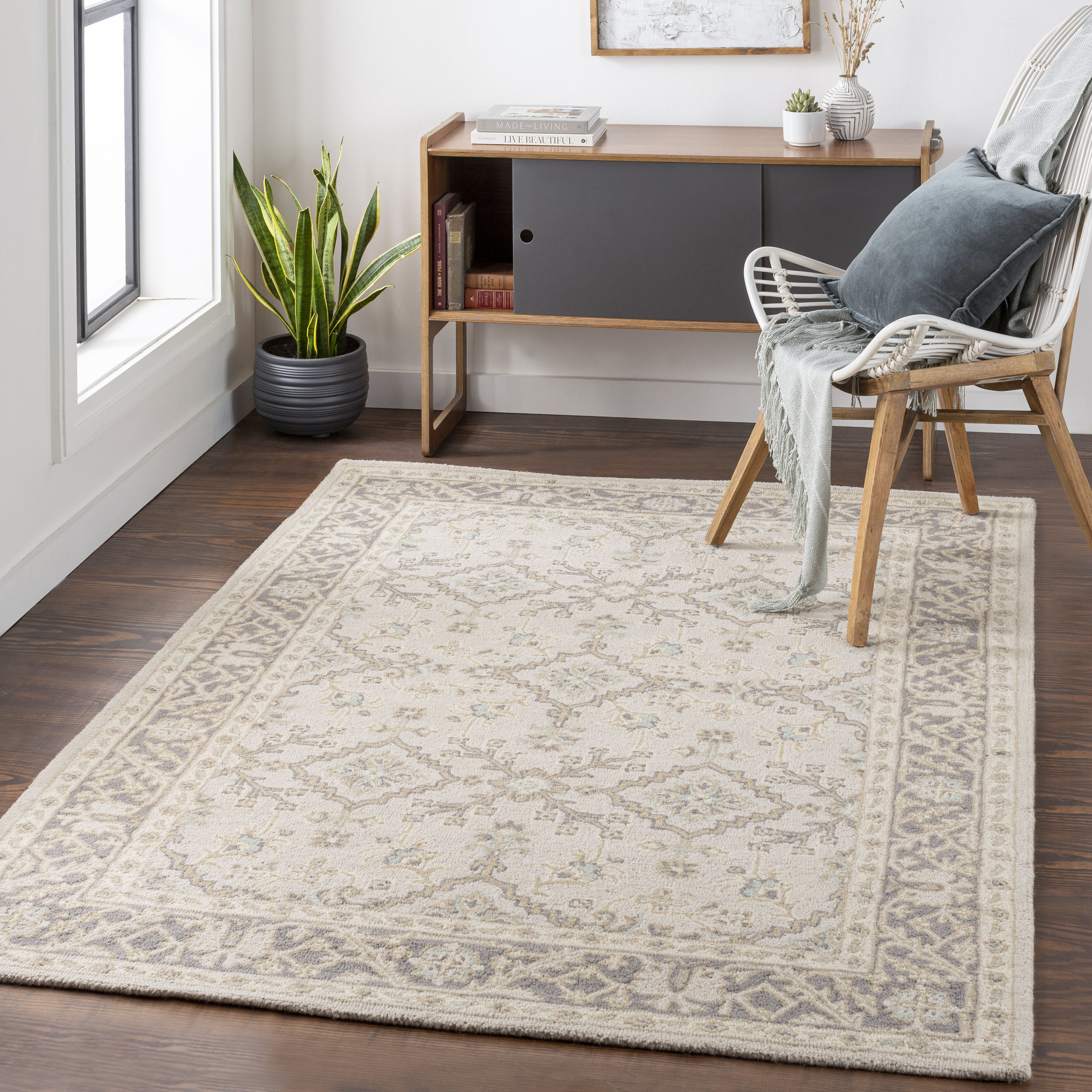 Susan 96 X 30 inch Medium Gray Rug, Runner