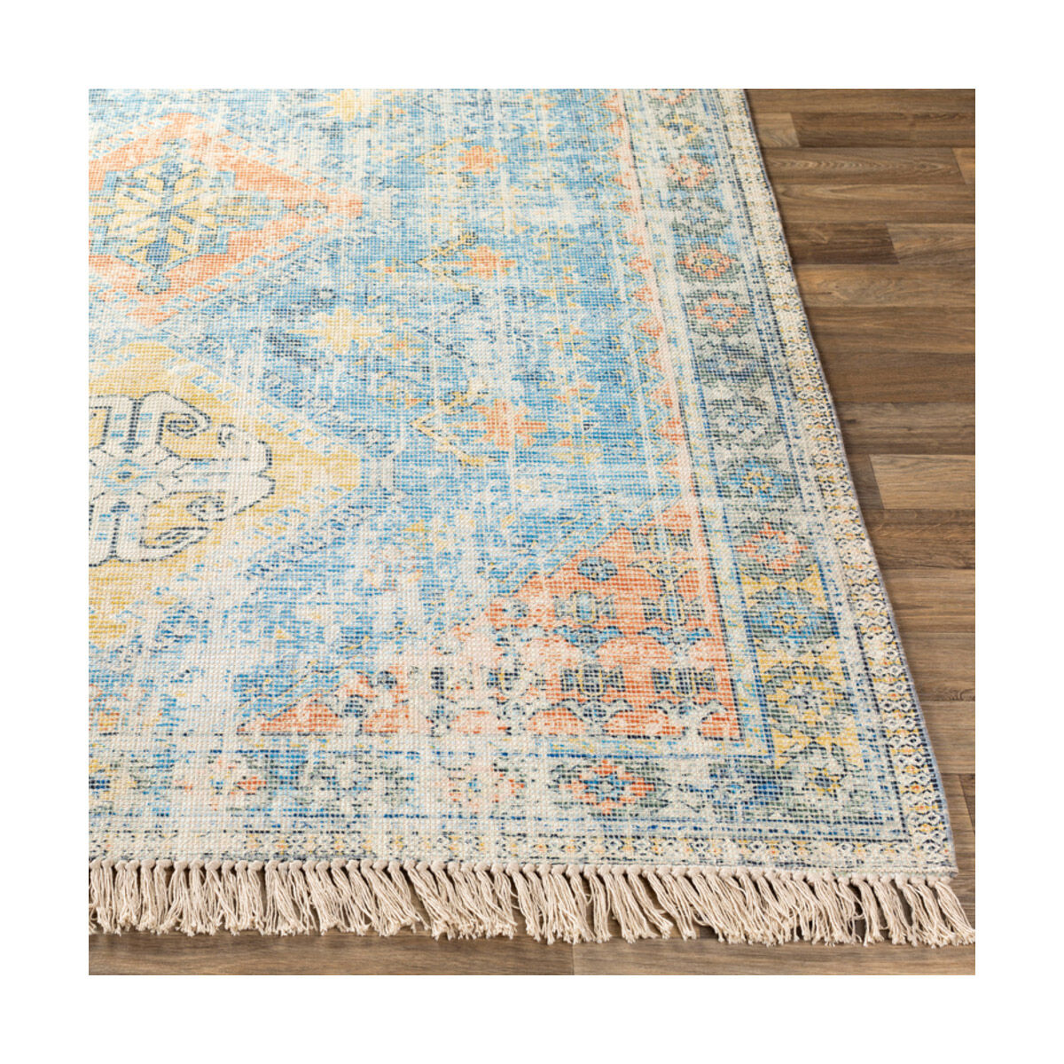 Sabene 48 X 27 inch Sky Blue/Burnt Orange/Lime/Navy/Dark Green/White Rugs