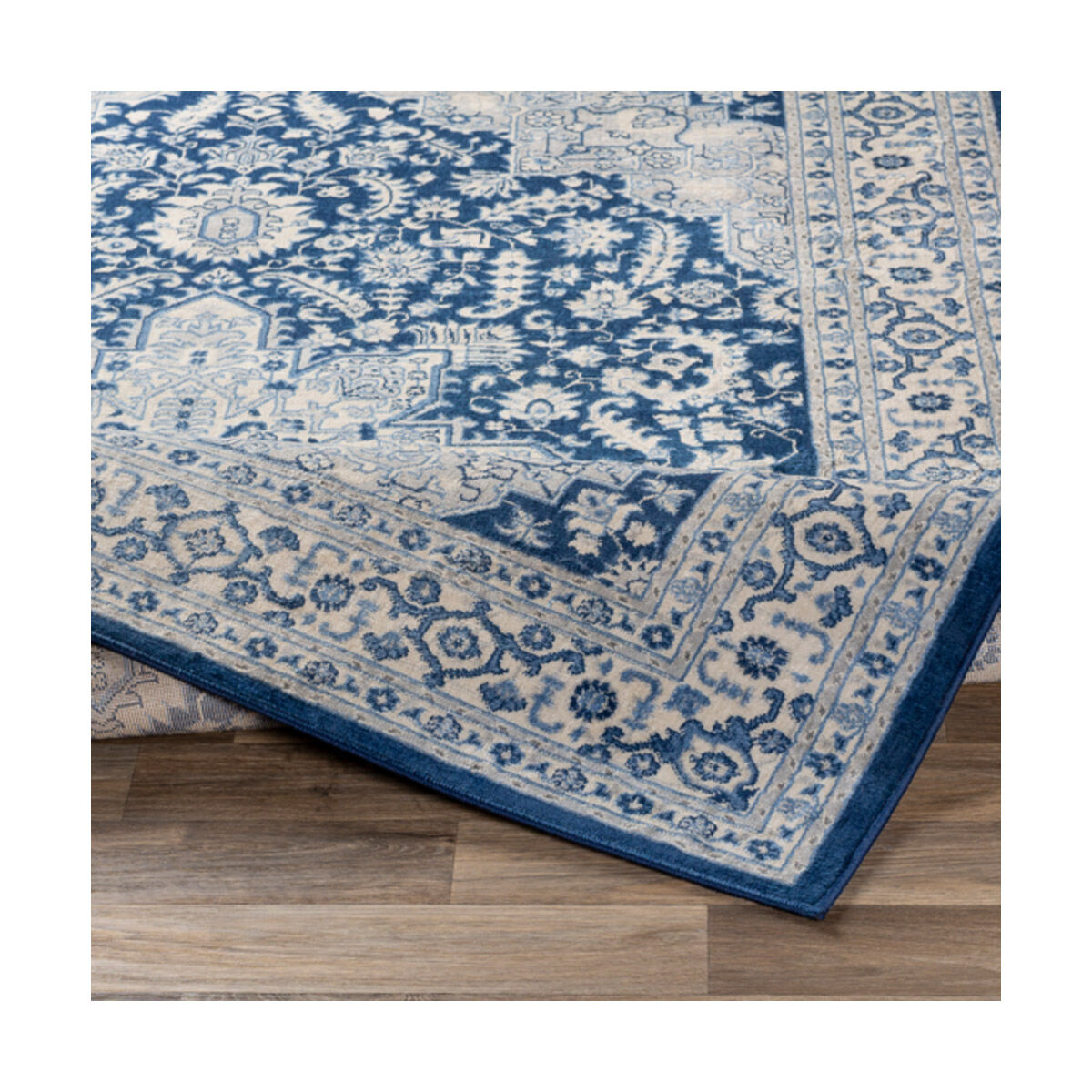 Creighton 87 X 63 inch Navy/Bright Blue/Cream/Silver Gray/Medium Gray Rugs