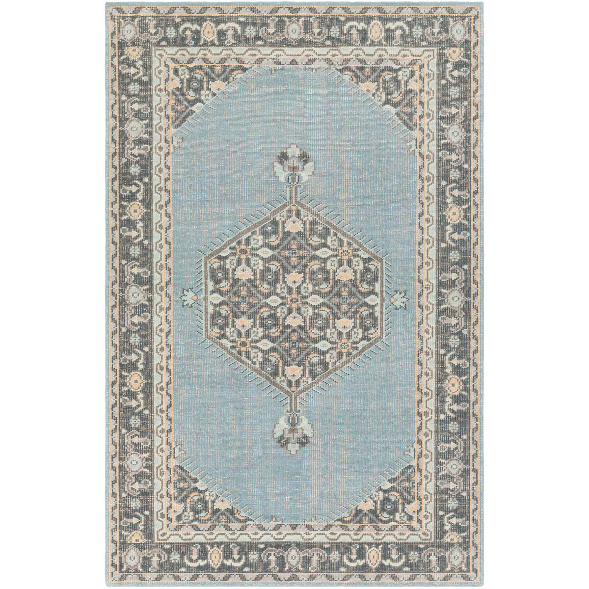 Luella 102 X 66 inch Aqua/Charcoal/Pale Blue/Medium Gray/Ivory Rugs