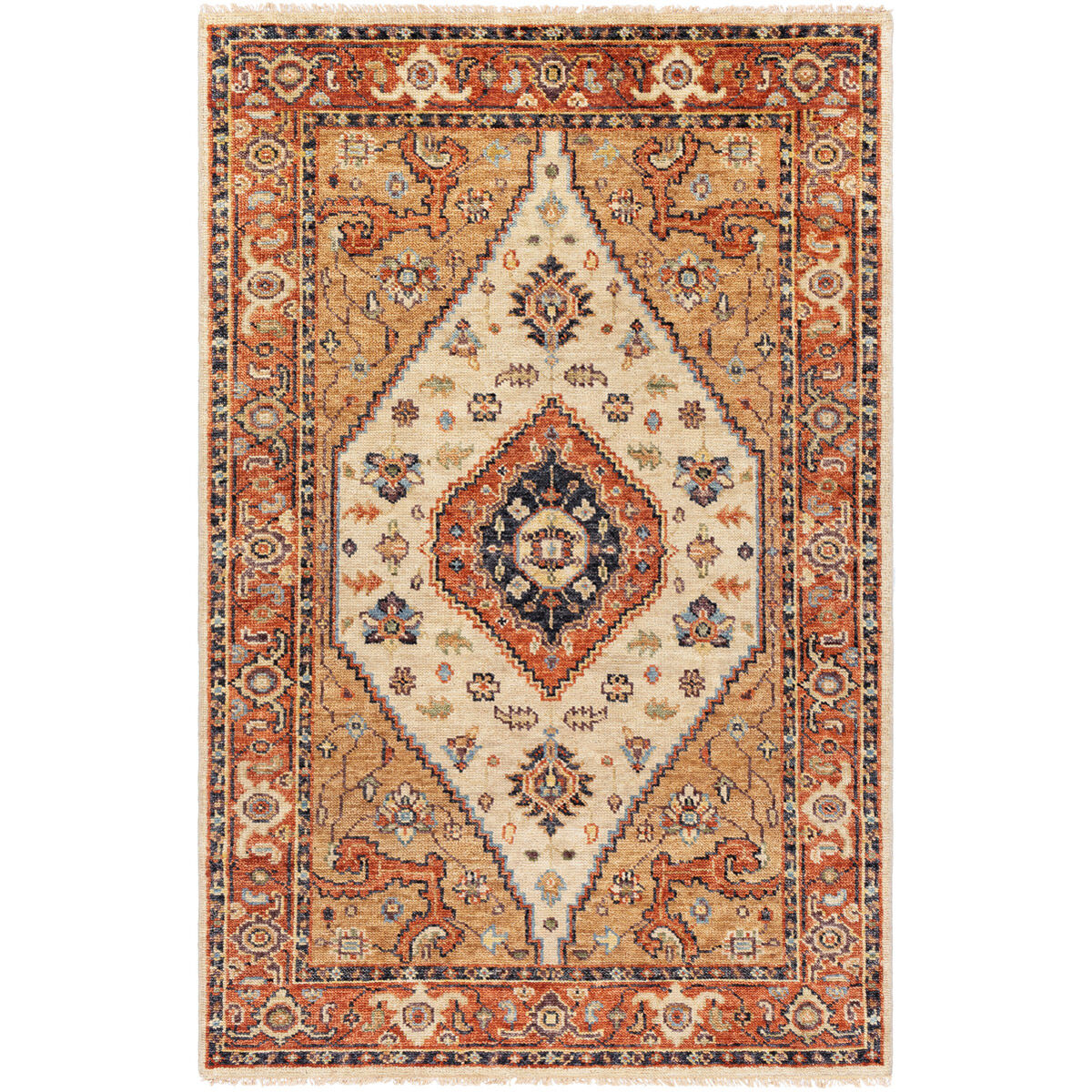Hiemo 72 X 48 inch Aqua/Navy/Tan/Burnt Orange/Cream Rugs