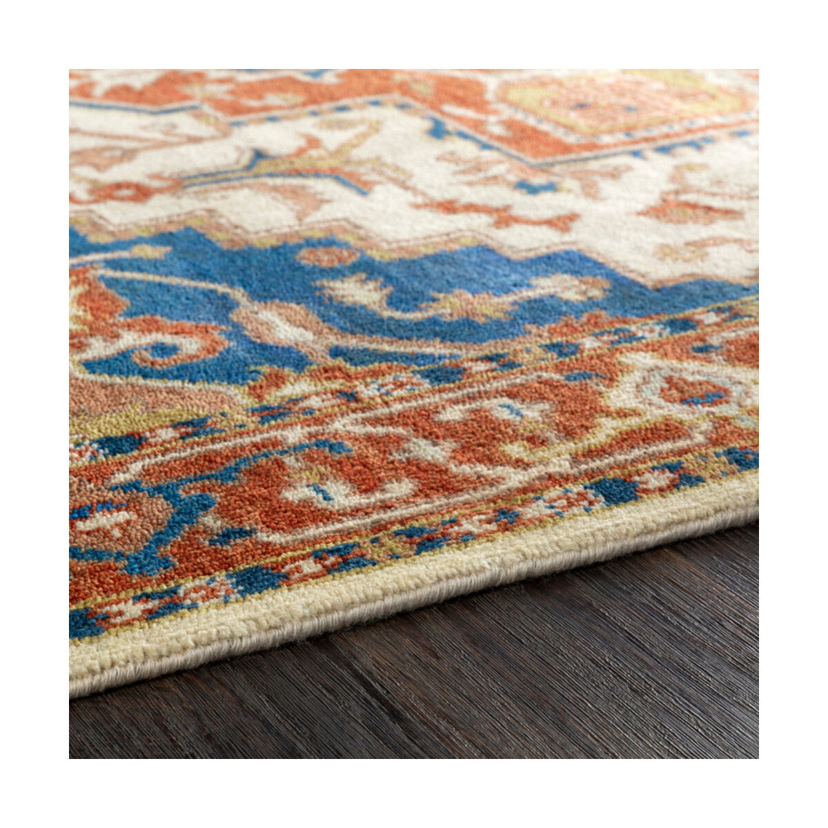 Douglas 36 X 24 inch Burnt Orange/Sky Blue/Camel Rugs, Wool and Cotton