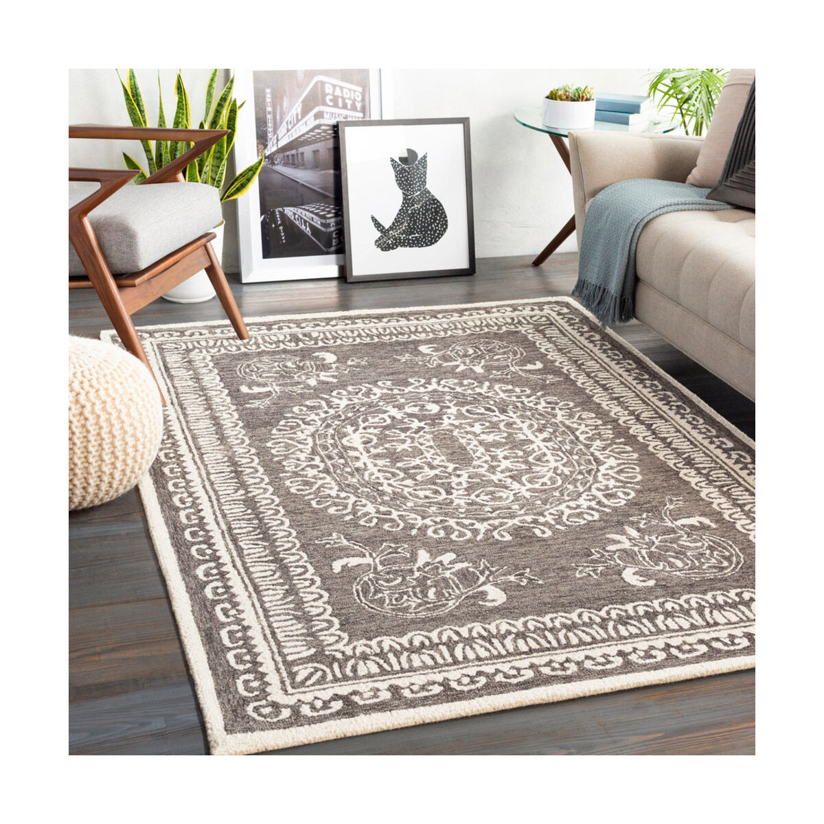 Alvina 90 X 60 inch Black/Cream Rugs