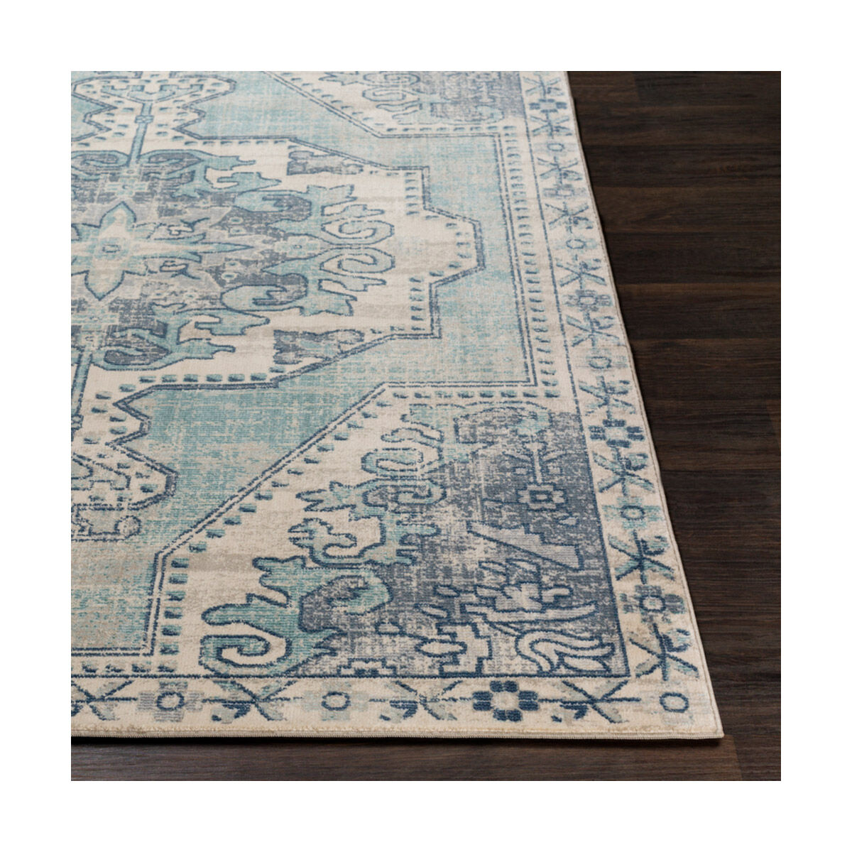 Prince 35 X 24 inch Teal Rug, Rectangle