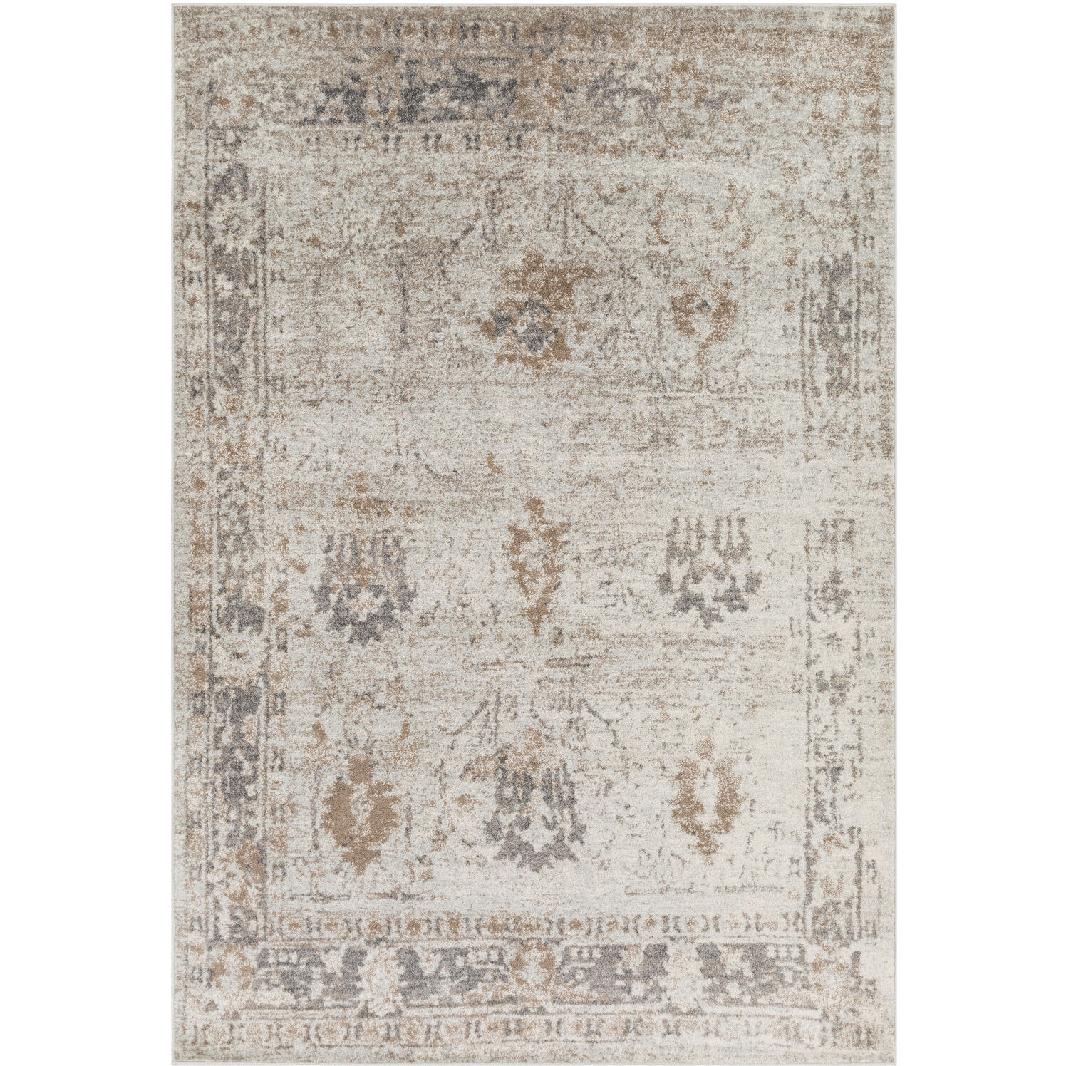 Kendrick 36 X 24 inch Medium Gray/Charcoal/Dark Brown/Camel/Ivory Rugs, Rectangle