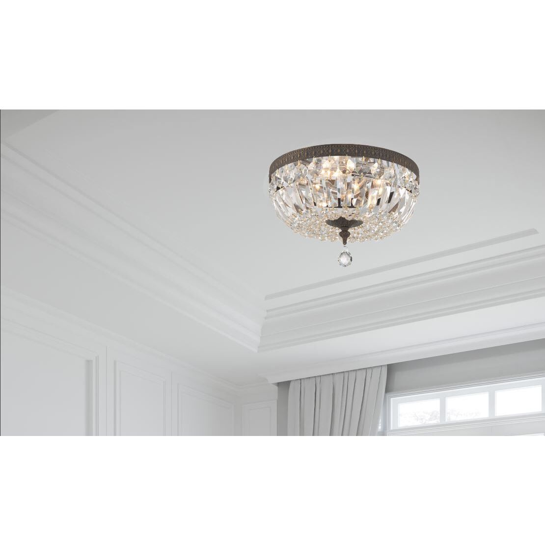 Everett 3 Light 12 inch Bronze Flush Ceiling Light