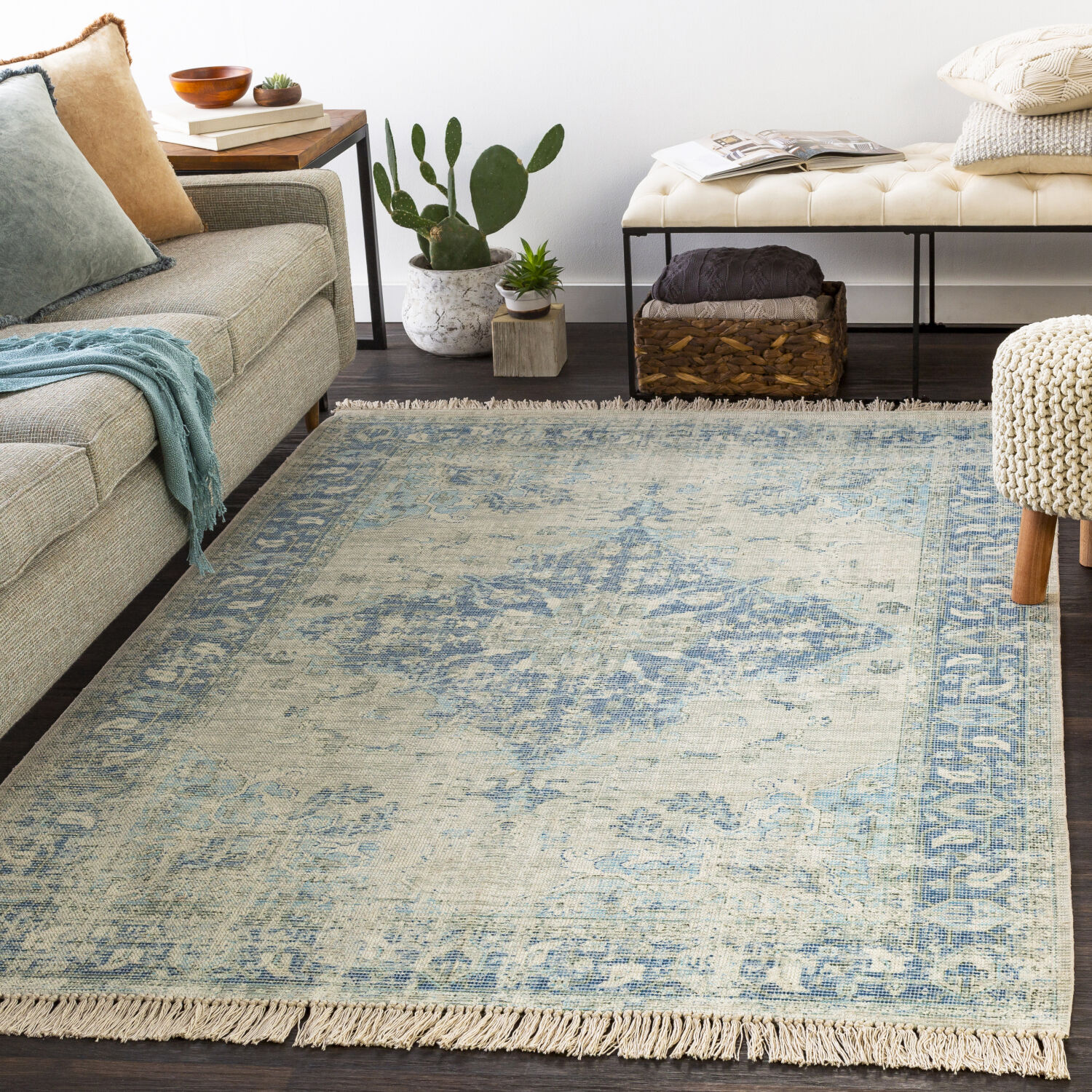 Sabene 96 X 30 inch Aqua Rug, Runner
