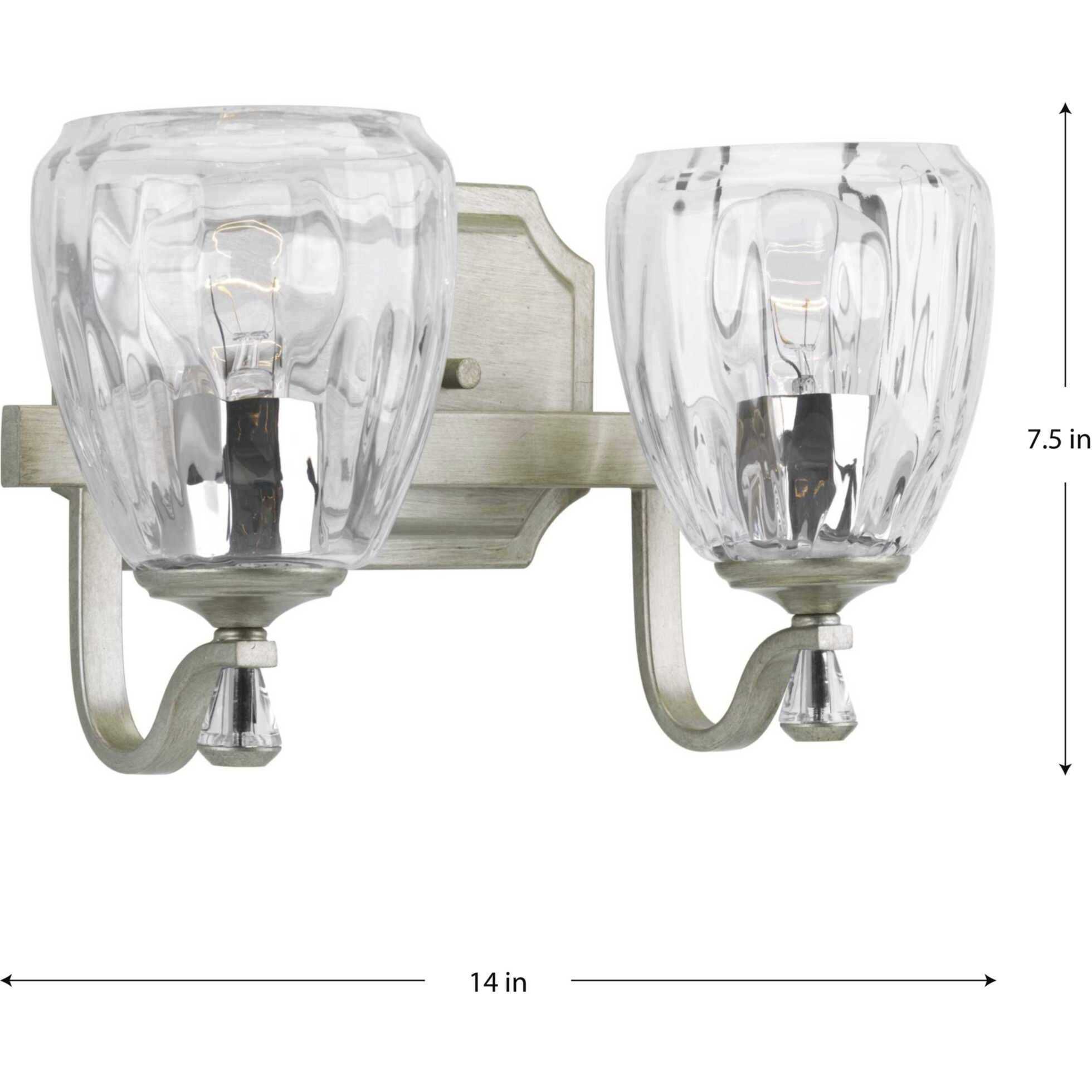 Kenley 2 Light 14 inch Silver Ridge Bath Vanity Wall Light