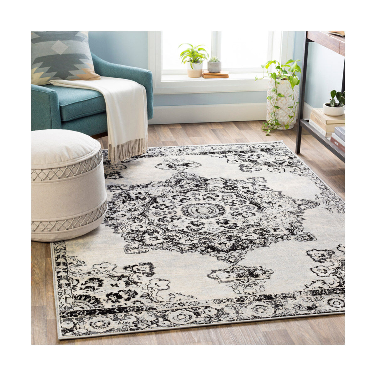 Creighton 87 X 63 inch Silver Gray/Medium Gray/Cream/Black Rugs