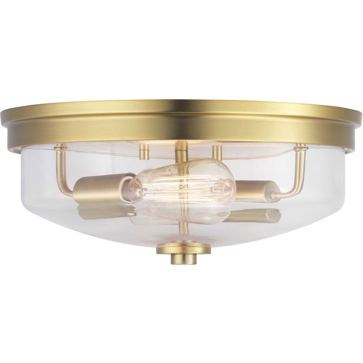 Merit 2 Light 14 inch Brushed Bronze Flush Mount Ceiling Light, Design Series