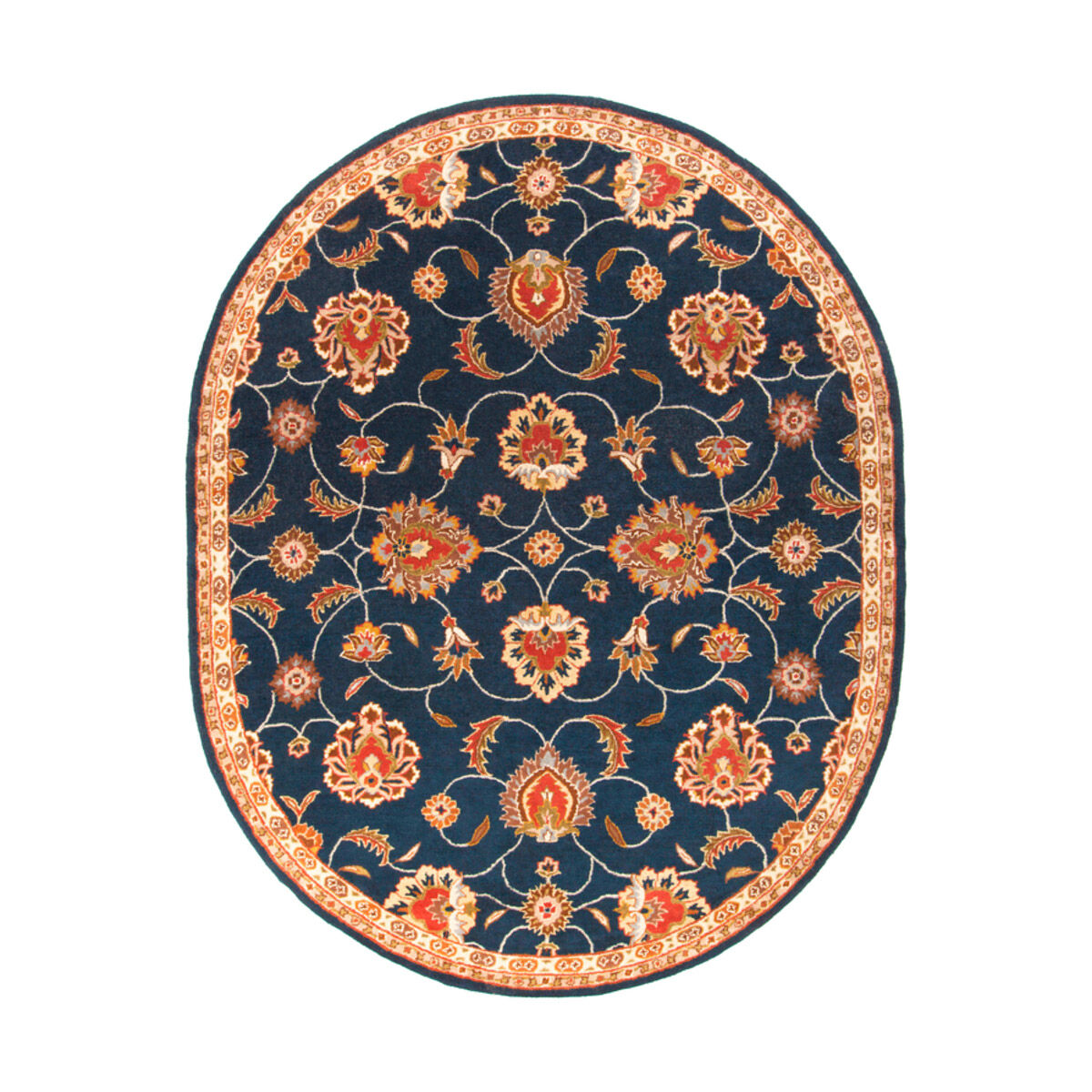Edda 120 X 96 inch Navy/Khaki/Rust/Tan/Dark Brown Rugs, Wool