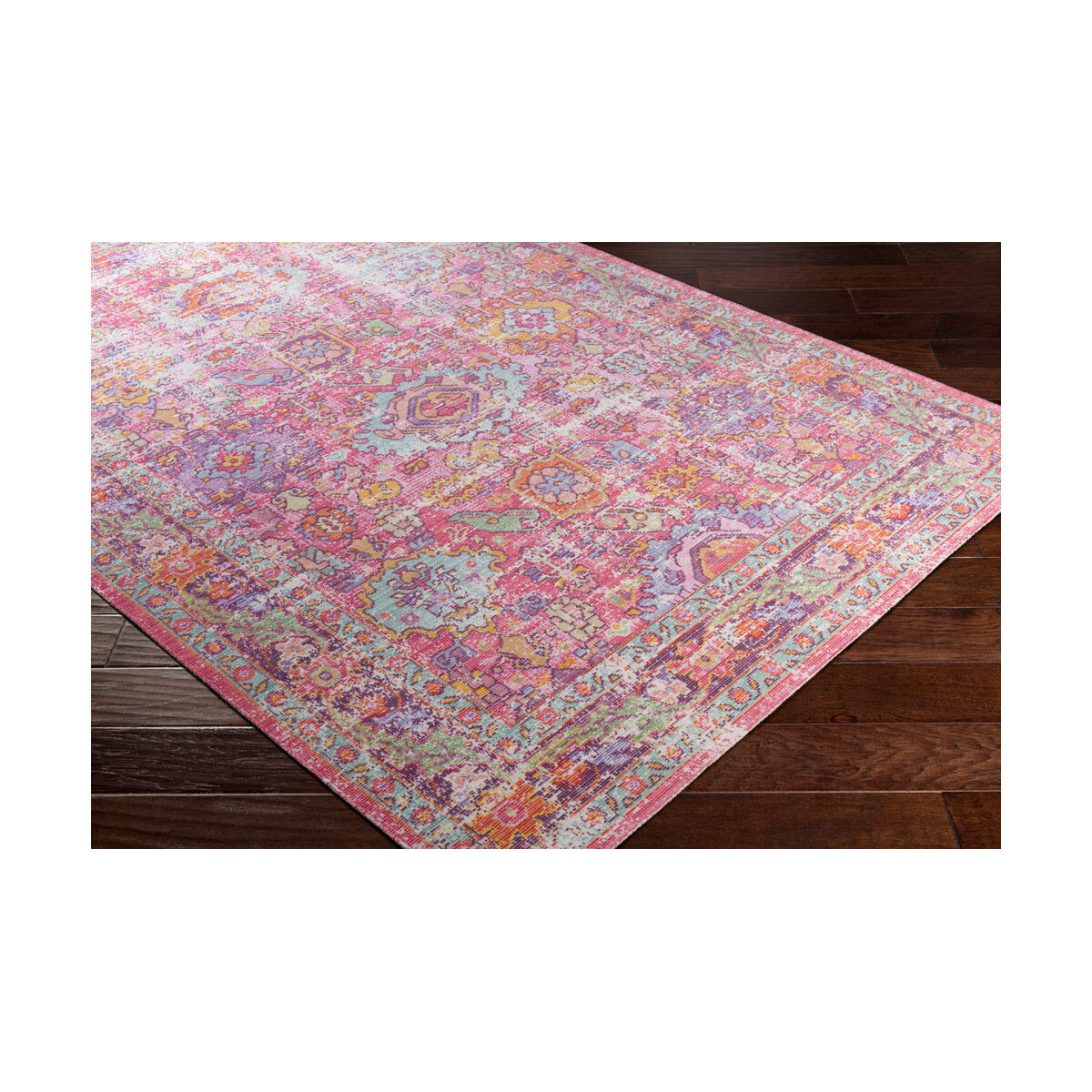Thora 69 X 47 inch Bright Pink/Lavender/Saffron/Dark Purple/Lime Rugs, Rectangle