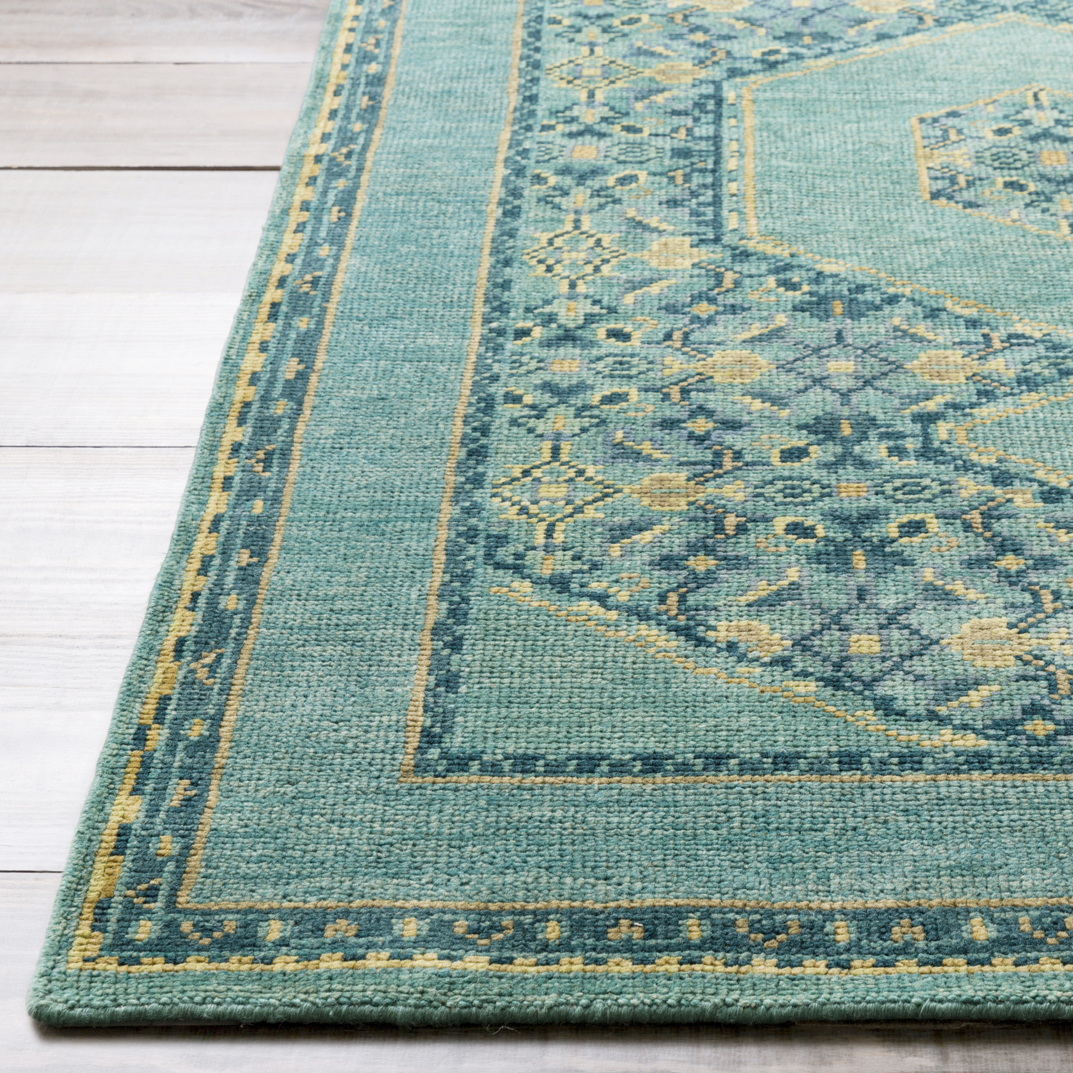 Loren 102 X 66 inch Medium Green Rug, Rectangle