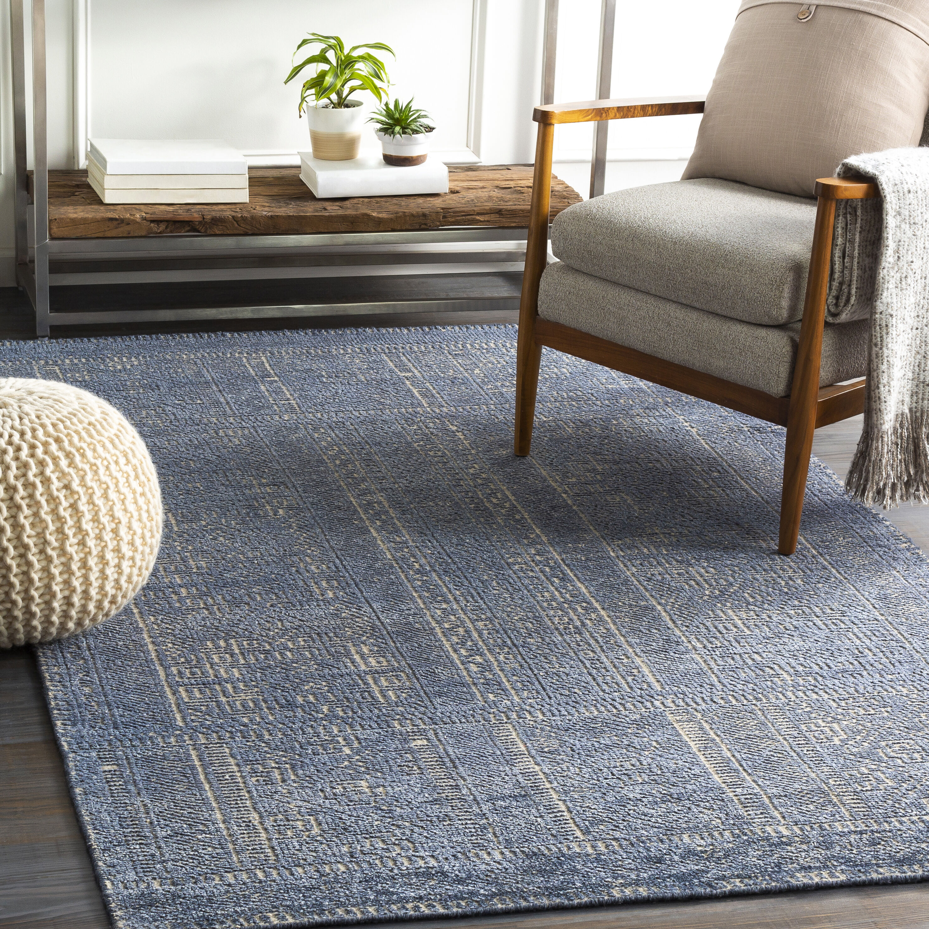 Sylvia 36 X 24 inch Dark Blue Rug, Rectangle