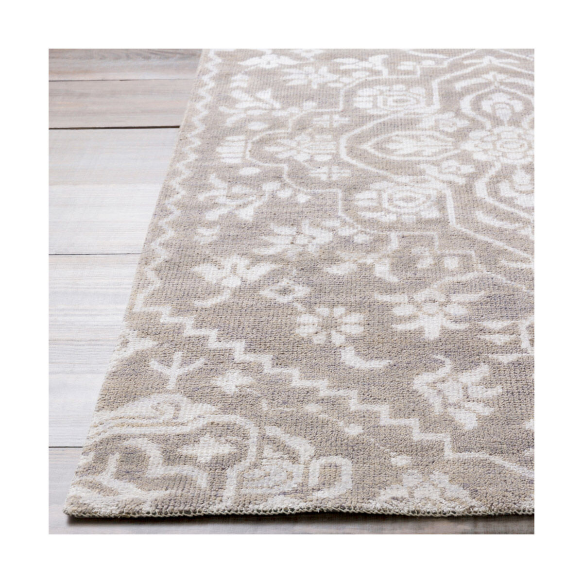 Varrius 72 X 48 inch Light Gray/Silver Gray Rugs, Wool and Viscose