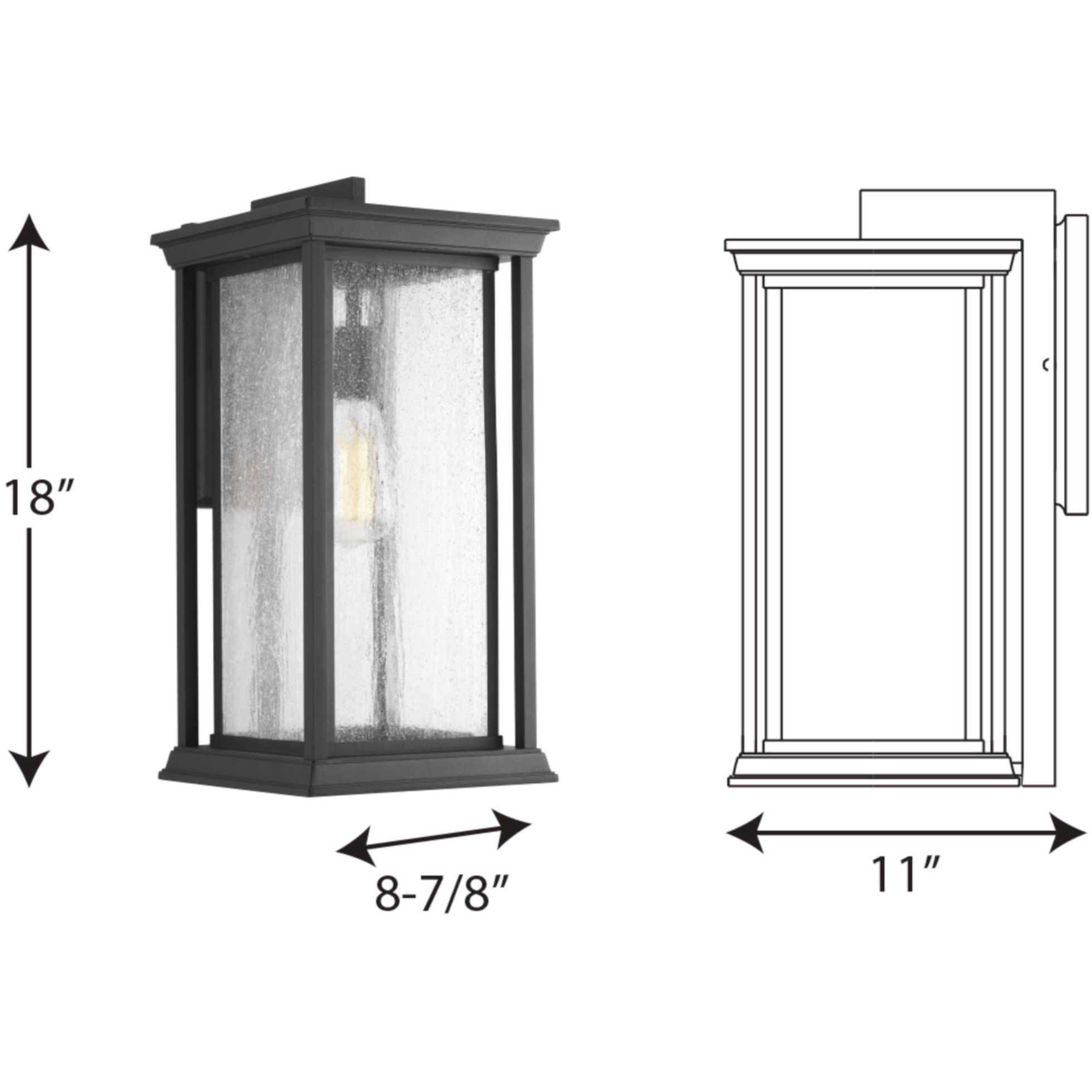 Leticia 1 Light 18 inch Textured Black Outdoor Wall Lantern, Large