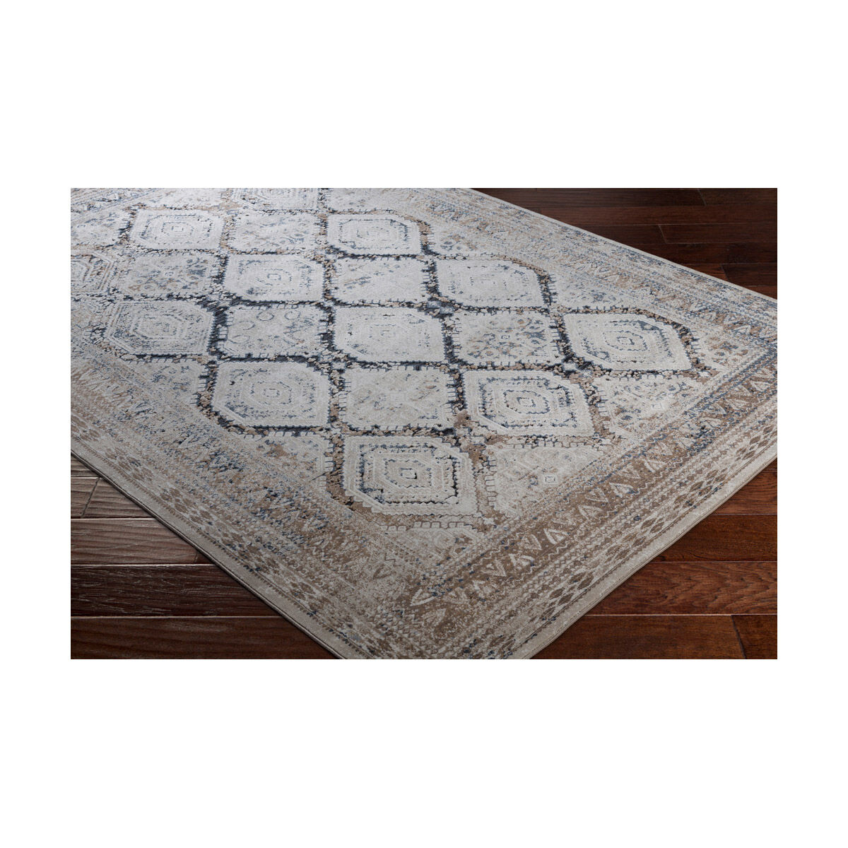 Ademaro 87 X 63 inch Beige/Taupe/Camel/Medium Gray/Charcoal Rugs, Polypropylene and Chenille