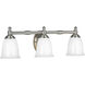 Juno 3 Light 25 inch Brushed Nickel Bath Vanity Wall Light, Delta