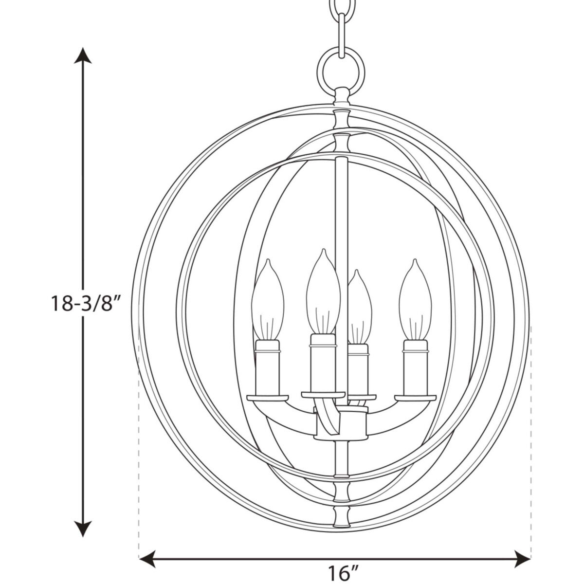 Buster 4 Light 16 inch Antique Bronze Foyer Pendant Ceiling Light