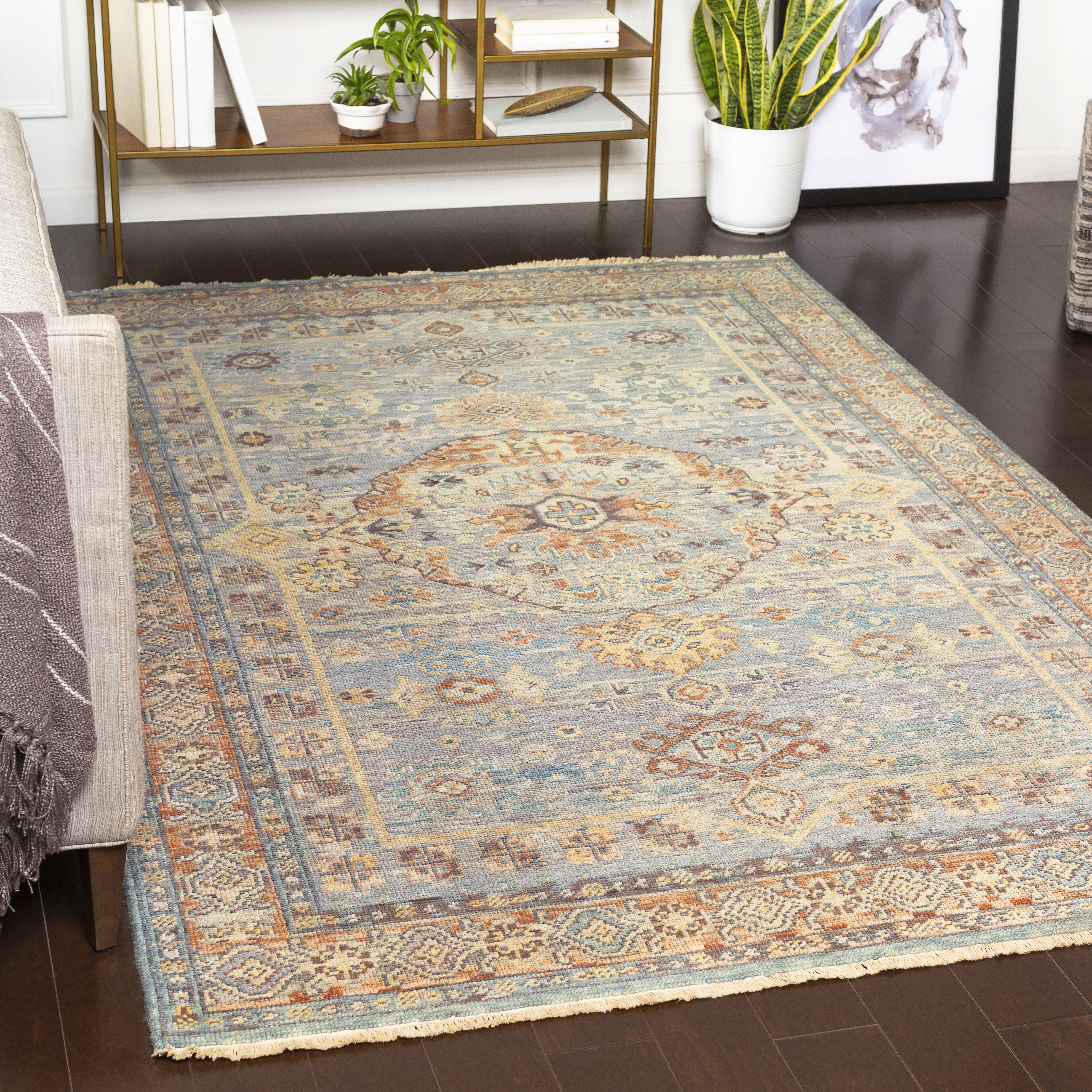 Nero 102 X 66 inch Sky Blue Rug, Rectangle