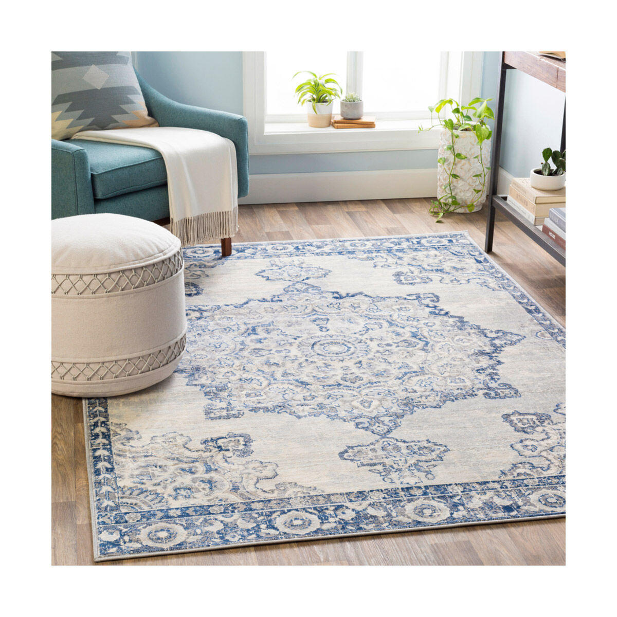 Creighton 36 X 24 inch Navy/Medium Gray/Cream/Silver Gray/Khaki Rugs