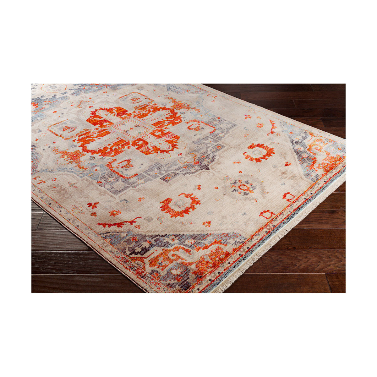 Preston 67 X 47 inch Burnt Orange/Bright Red/Aqua/Rose/Saffron/Cream Rugs, Rectangle