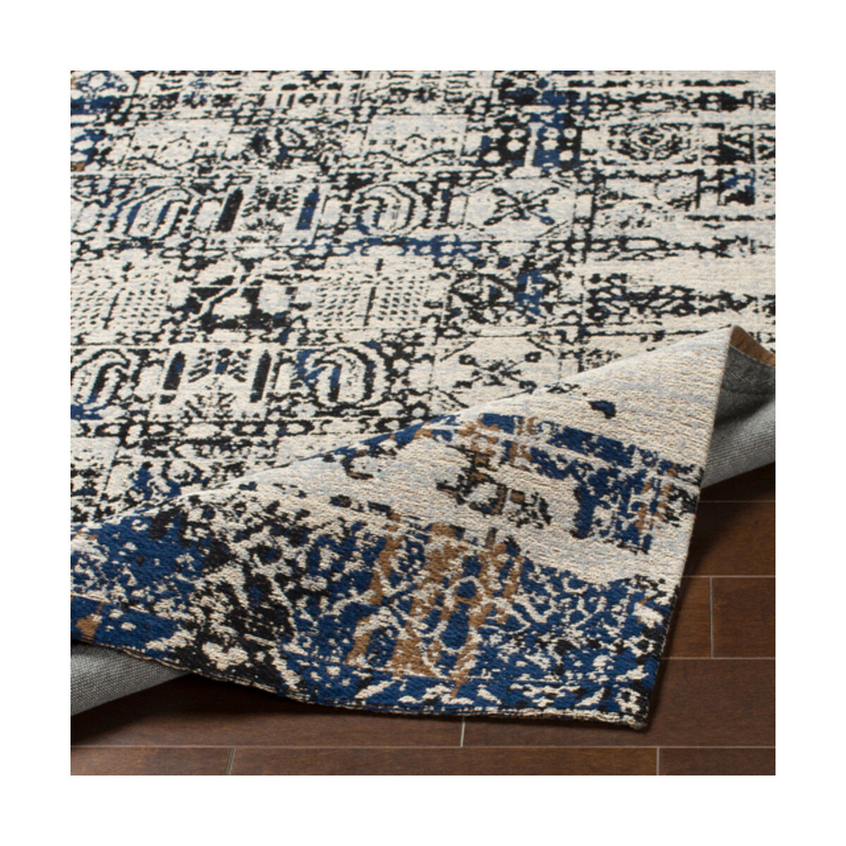 Javan 36 X 24 inch Navy/Charcoal/Camel/Ivory/Denim Rugs, Rectangle