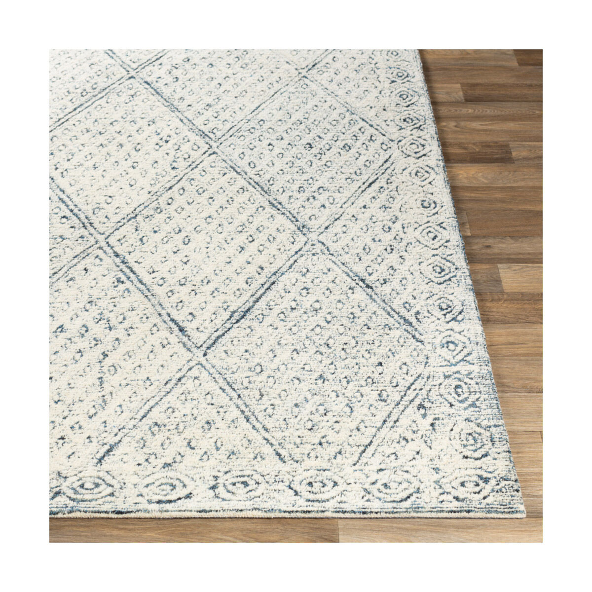 Ellen 36 X 24 inch Navy/Ice Blue/Cream Rugs
