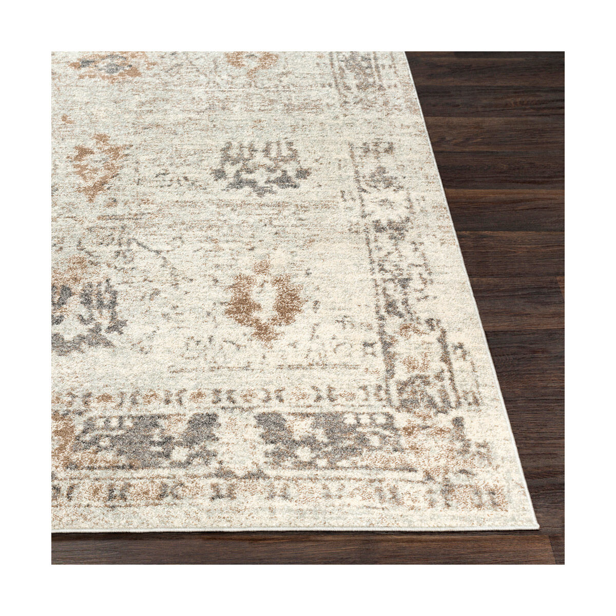 Kendrick 87 X 63 inch Medium Gray/Charcoal/Dark Brown/Camel/Ivory Rugs, Rectangle