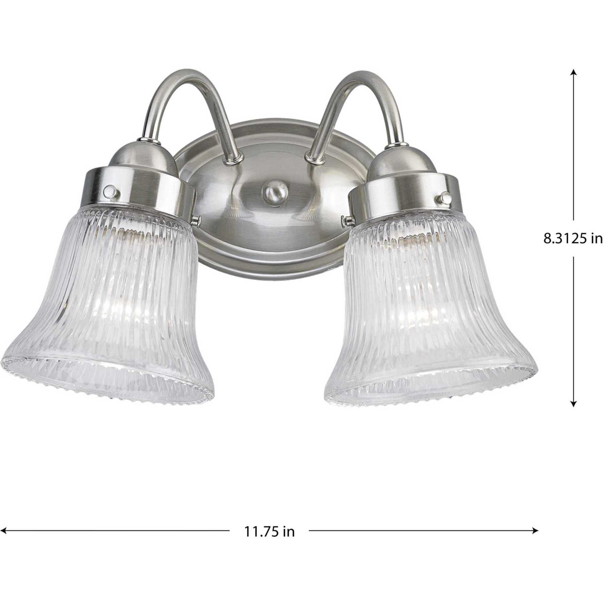 Clarence 2 Light 11.75 inch Brushed Nickel Bath Vanity Wall Light