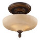 Hamlet 3 Light 15 inch Golden Bronze Semi Flush Mount Ceiling Light