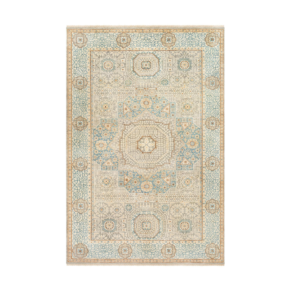 Candra 36 X 24 inch Aqua/Medium Gray/Wheat/Dark Brown/Cream Rugs, Rectangle