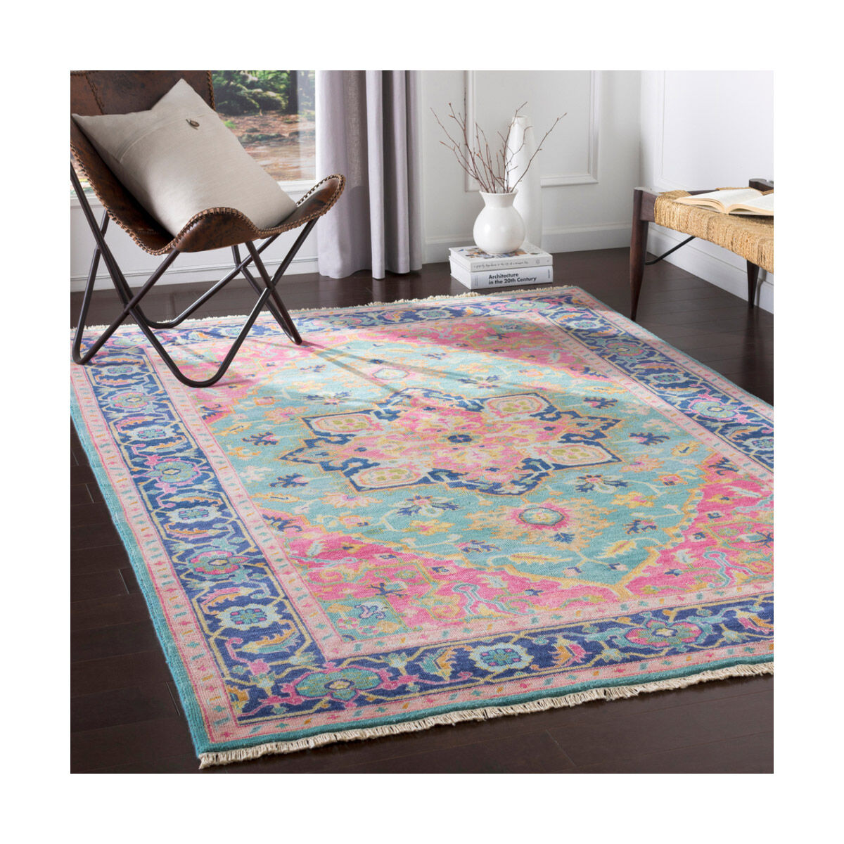 Kinsey 66 X 42 inch Teal Rug, Rectangle