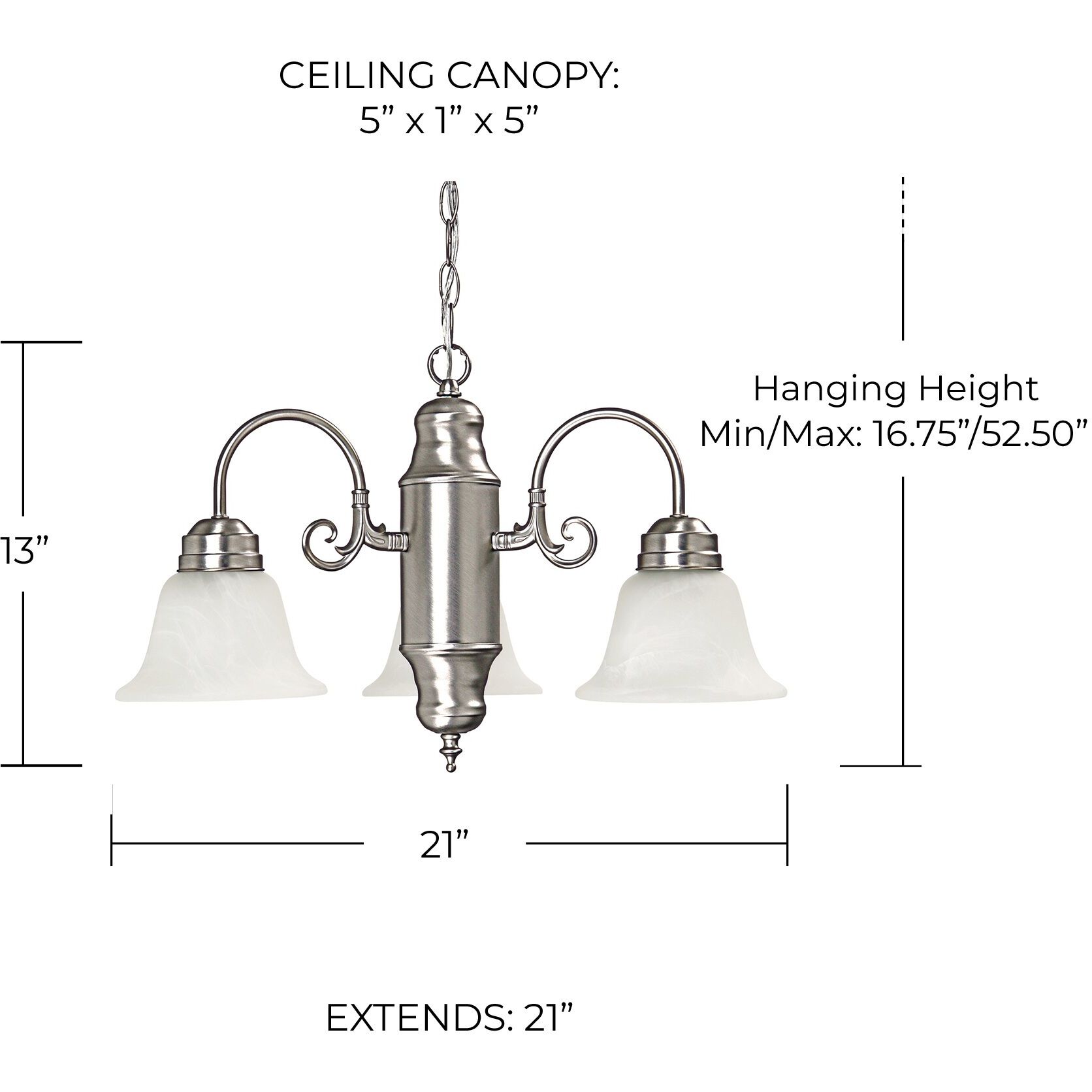 Booker 3 Light 21 inch Matte Nickel Chandelier Ceiling Light