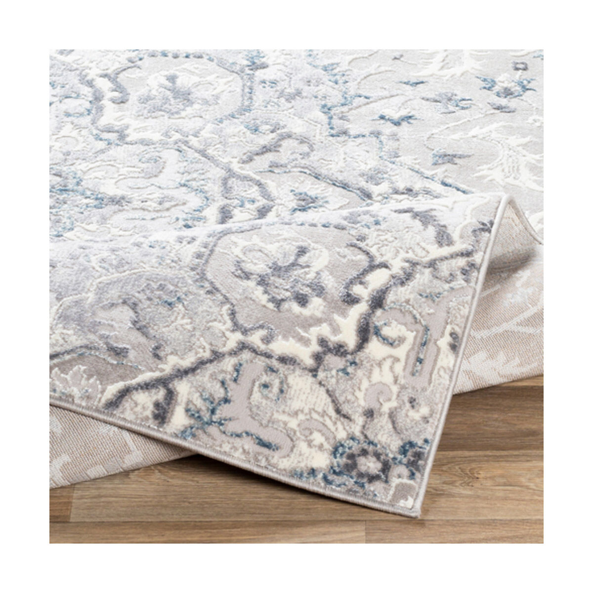 Mirth 35 X 24 inch Medium Gray/Charcoal/Denim/Ivory/Light Gray Rugs