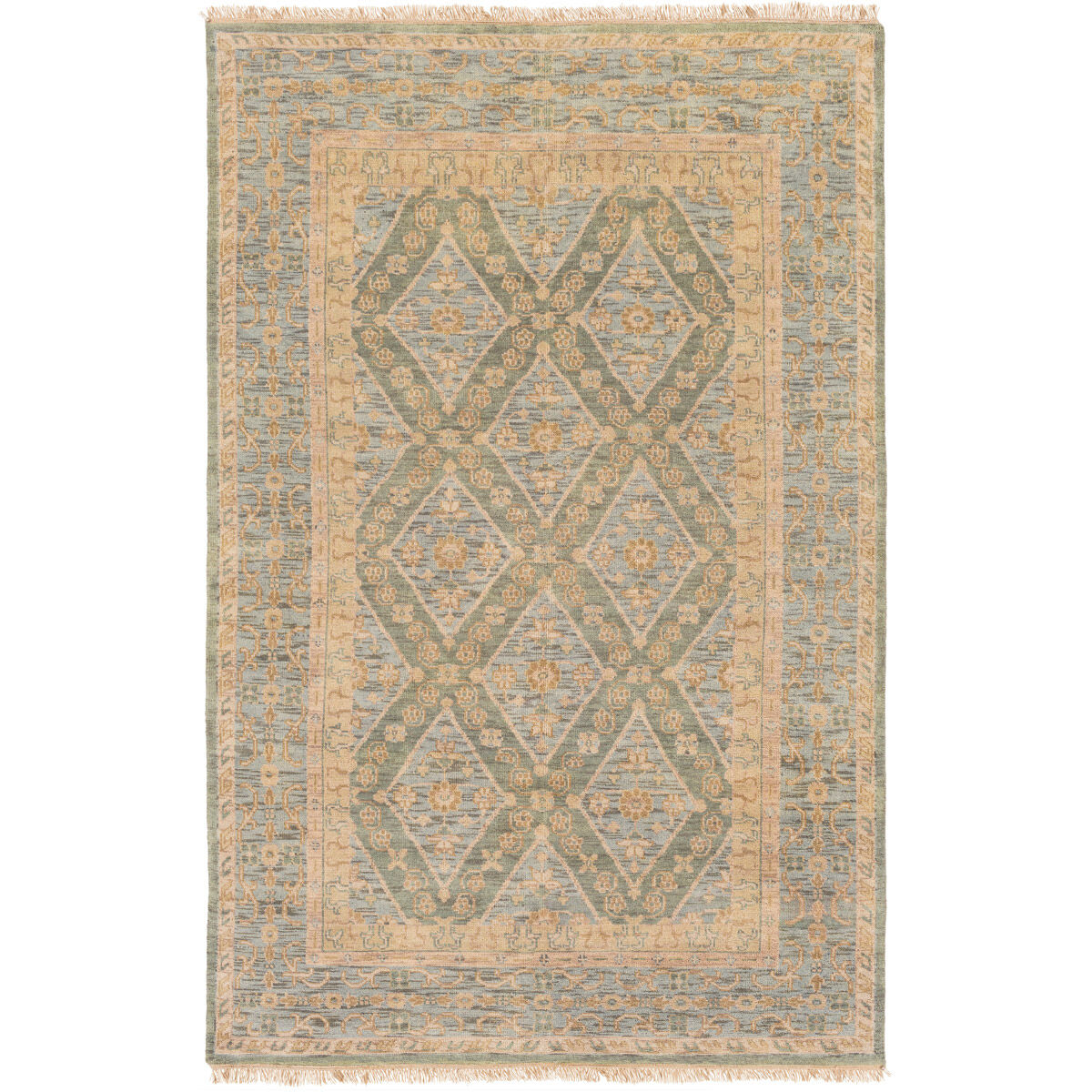 Douglas 102 X 66 inch Sage/Denim/Khaki/Camel Rugs, Wool