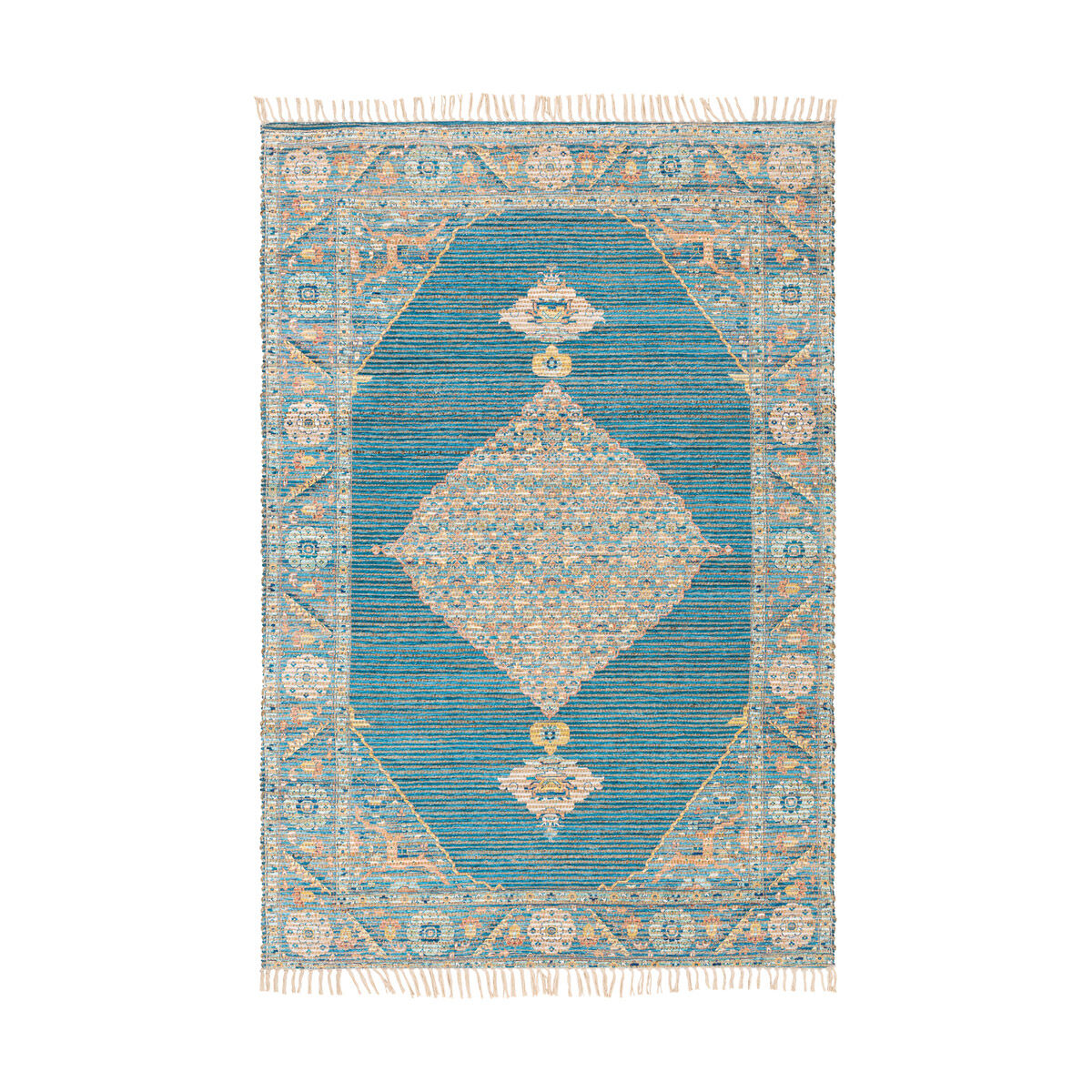 Nelson 90 X 60 inch Aqua/Bright Yellow/White/Peach/Navy Rugs