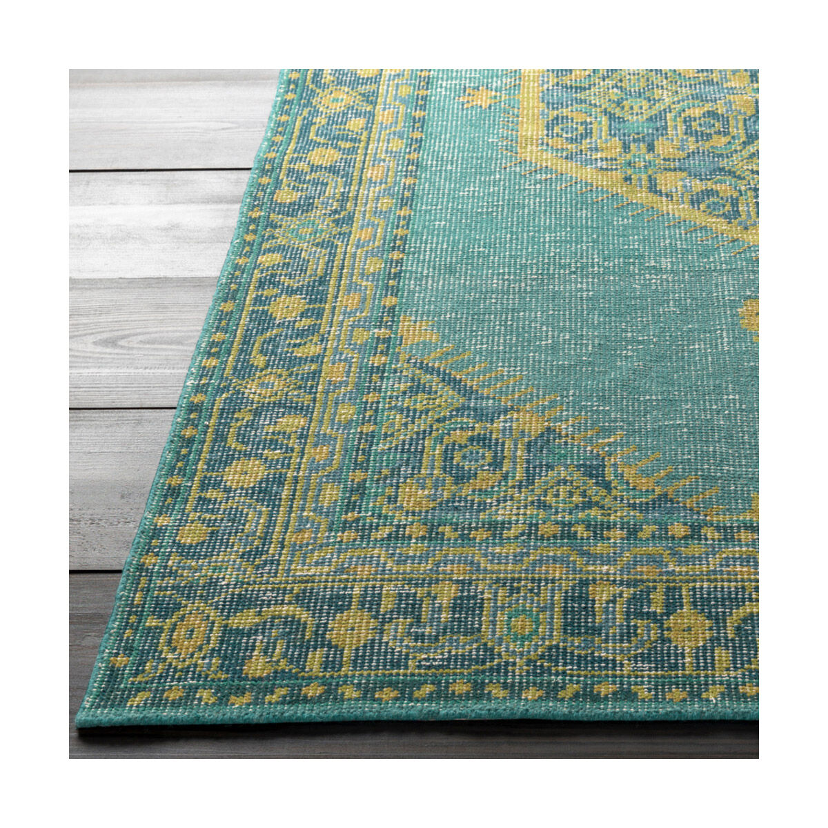 Luella 102 X 66 inch Emerald/Lime/Olive/Aqua/Dark Green/Light Gray Rugs, Wool