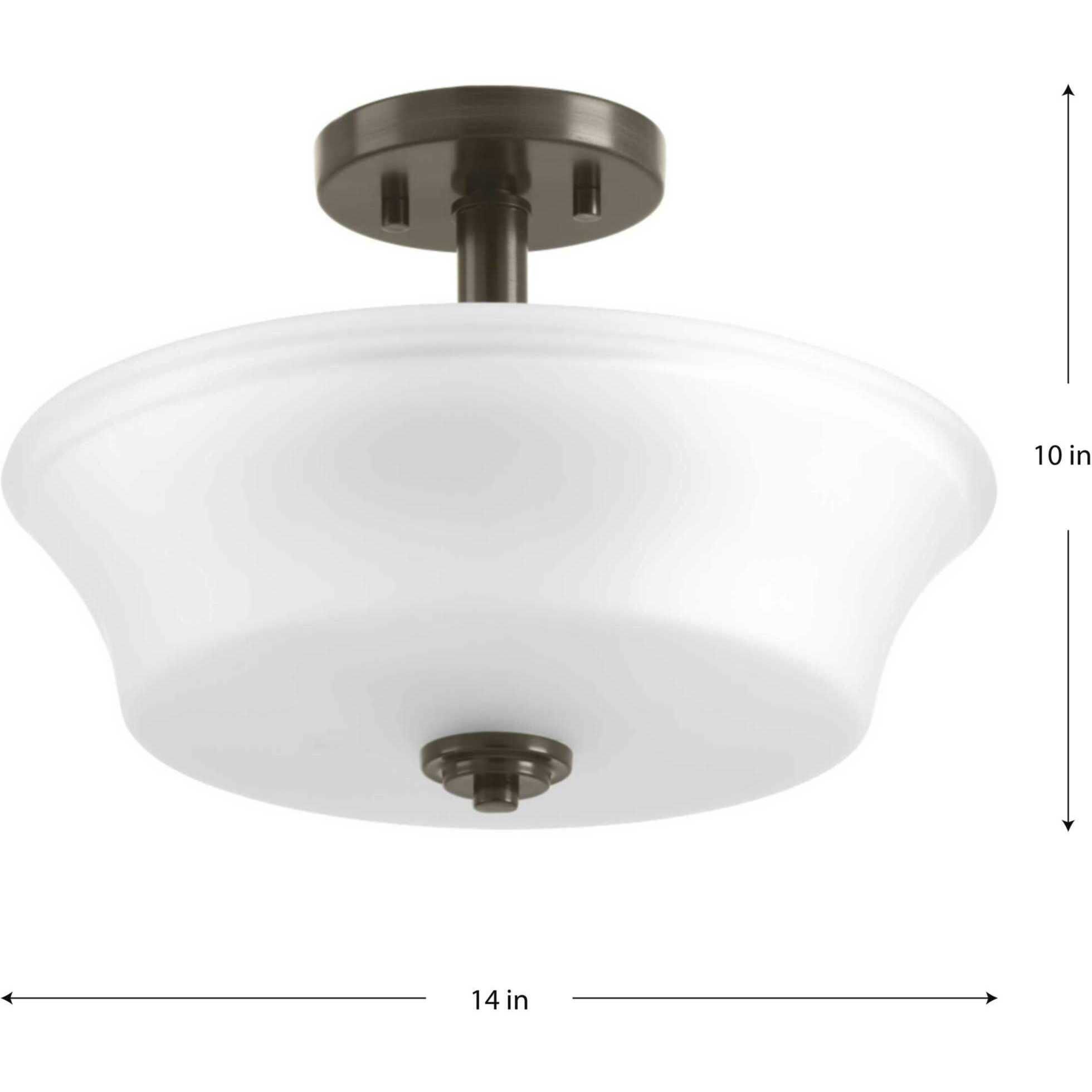 Read 2 Light 14 inch Antique Bronze Semi-Flush Mount Convertible Ceiling Light