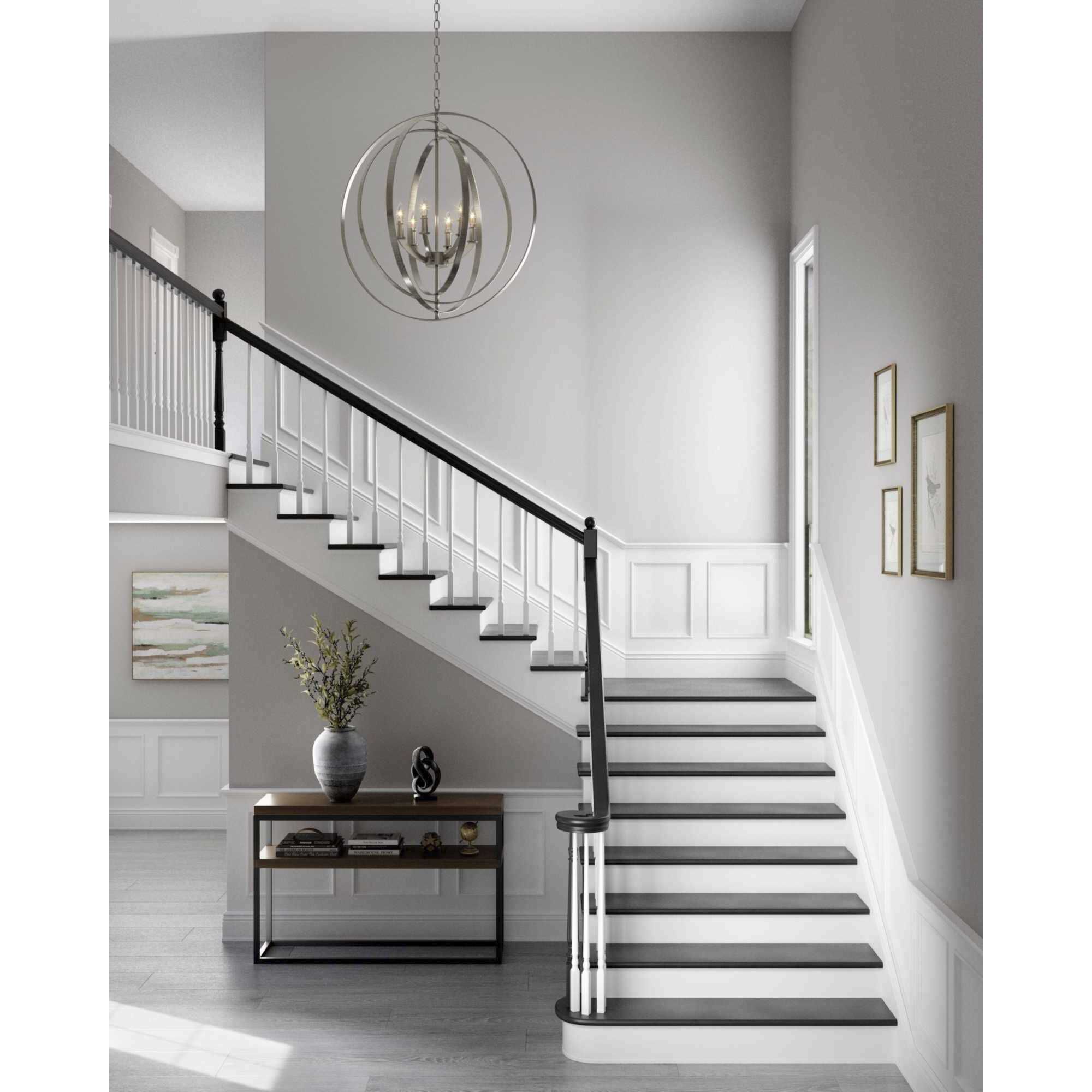 Buster 6 Light 27.75 inch Burnished Silver Foyer Pendant Ceiling Light