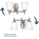 Juno 2 Light 17 inch Brushed Nickel Bath Vanity Wall Light, Delta