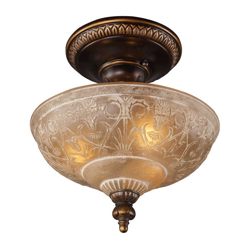 Hamlet 3 Light 12 inch Golden Bronze Semi Flush Mount Ceiling Light